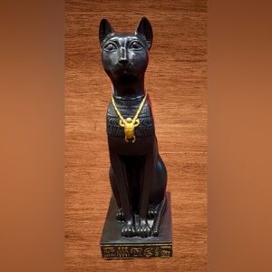 2000 VERONESE BLACK CAT EGYPTIAN CAT FIGURE STATUE HIEROGLYPHICSRECTANGLE BASE